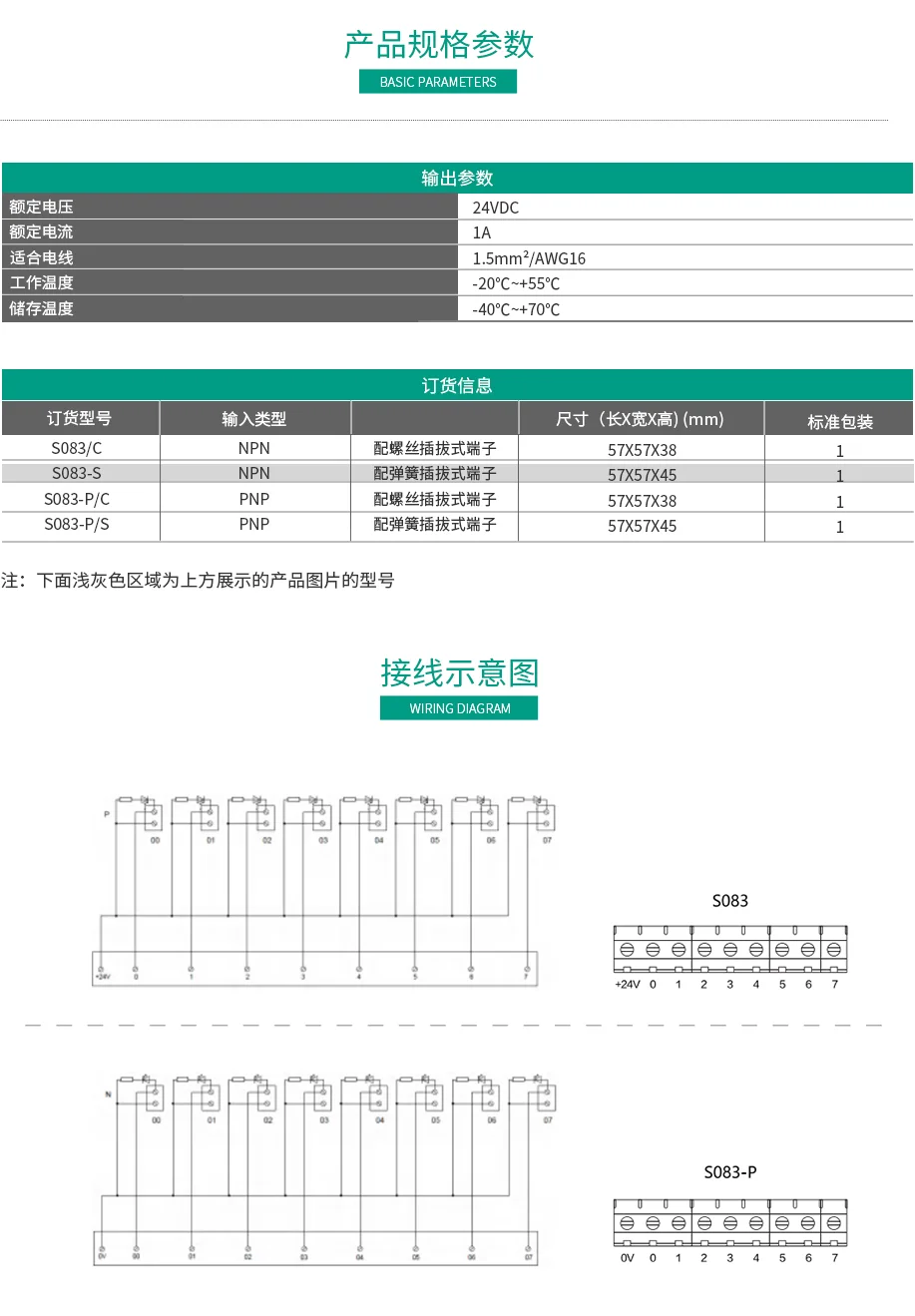 8位输出端子台S083/S083-P 传感器连接端子