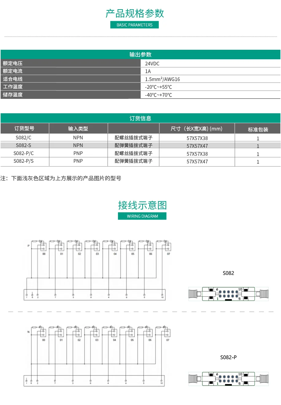 8位输出端子台S082/S082-P 传感器端子执行器端子台