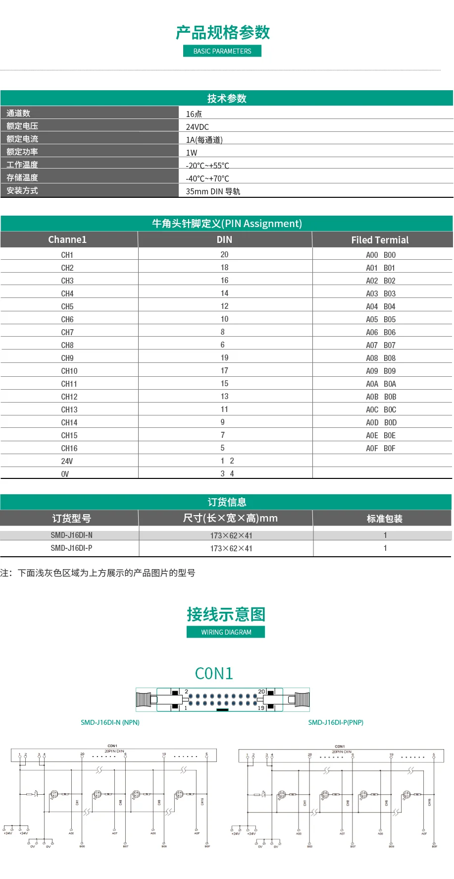 16路单独输入NPN/PNP 端子台模块 端子台