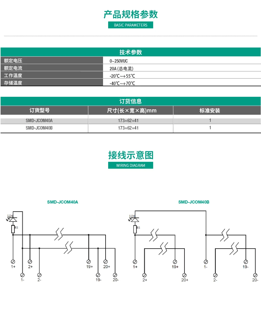 电源分配 SMD-JC0M40A / SMD-JC0M40B