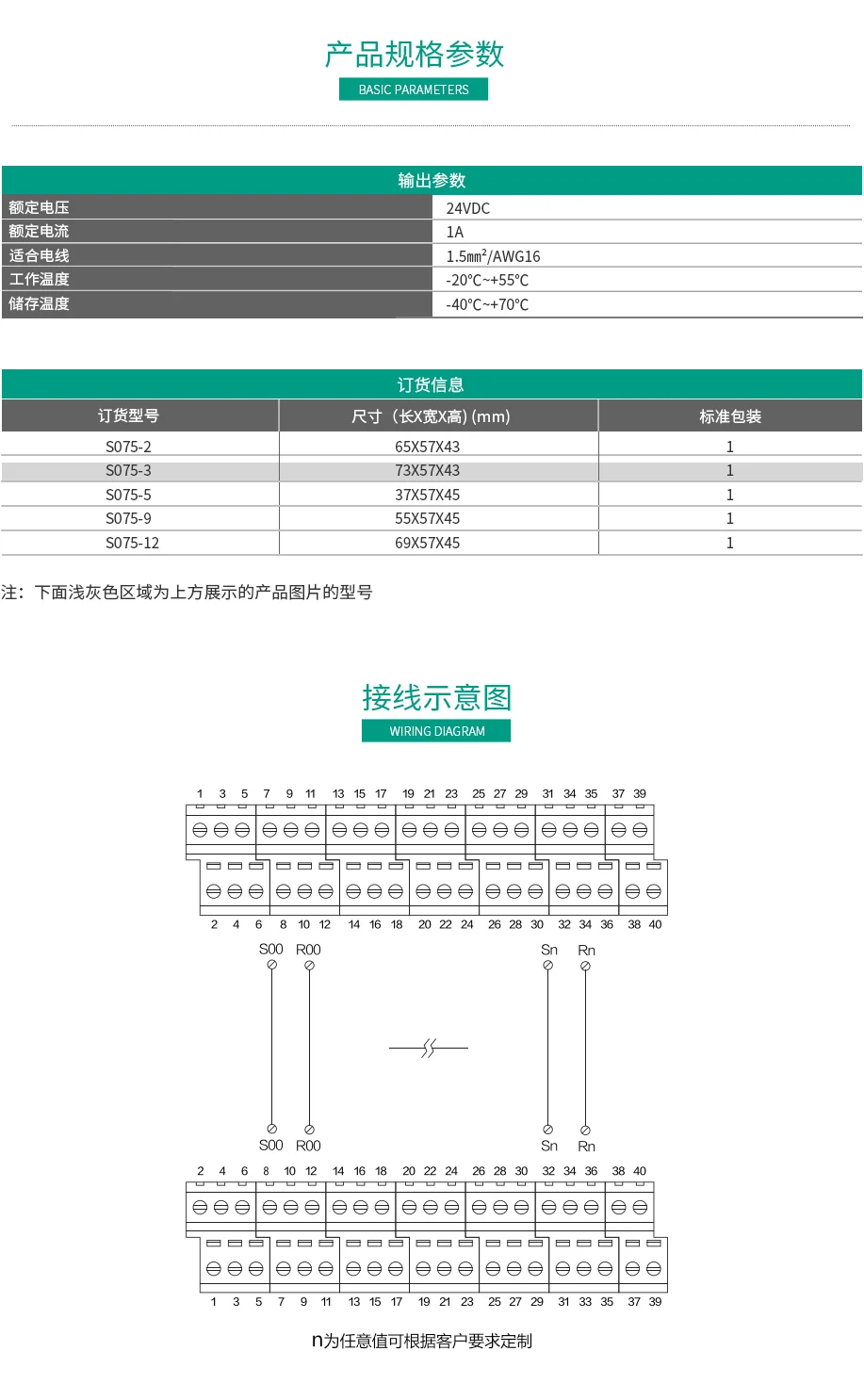 通用型端子台S076-10P/20P/34P/40P 微型模组