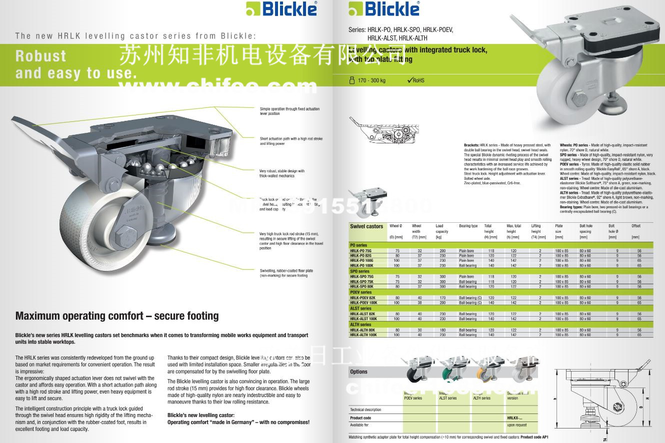 德国BLICKLE比克力LH ALB200K万向轮B POEV125K定向脚轮BH PATH160K重型工业脚轮现货BLICKLE脚轮代理商