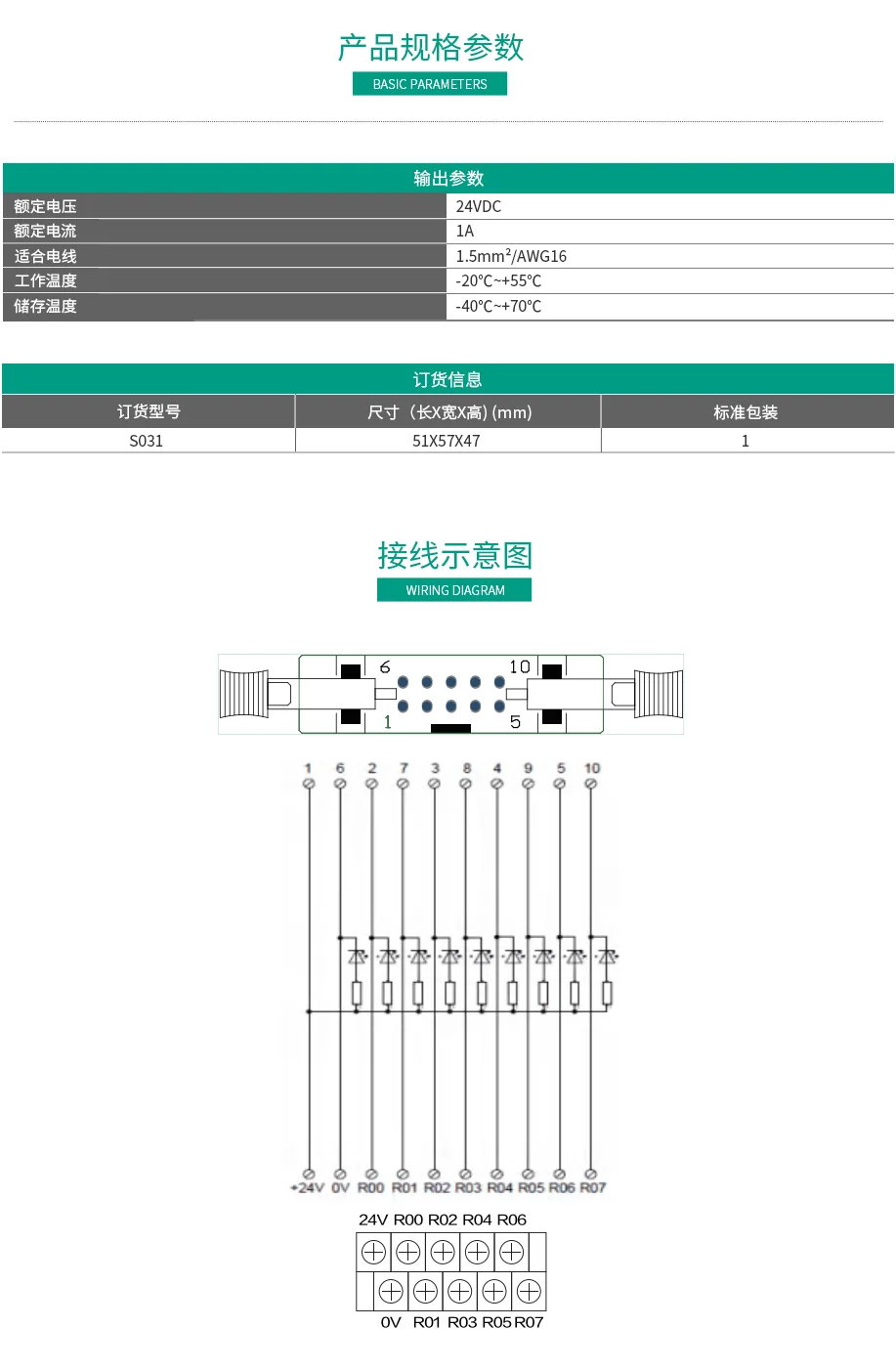 带指示灯8位转换端子台 S031