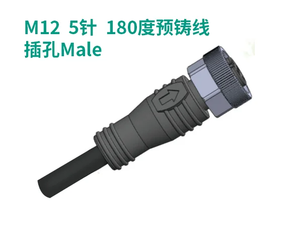 M12 5针 180度预铸线