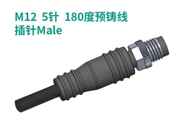 M12 5针 180度预铸线