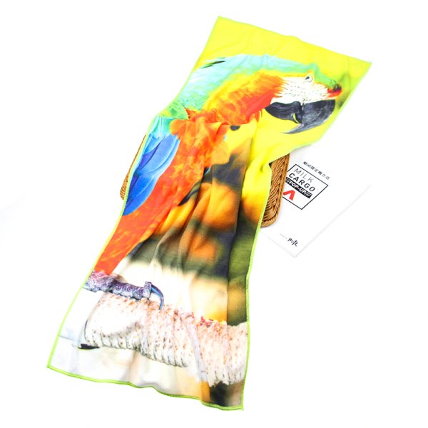 工廠毛巾來圖定制棉質數碼印花彩色鸚鵡運動巾吸水柔軟