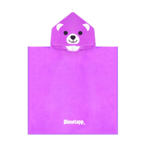 超細纖維紫色小熊兒童披風