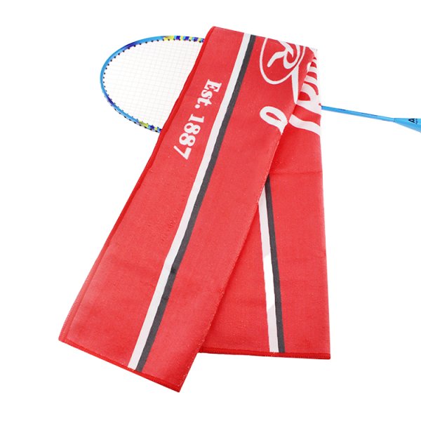 紅底白色字母超細纖維印花運動巾