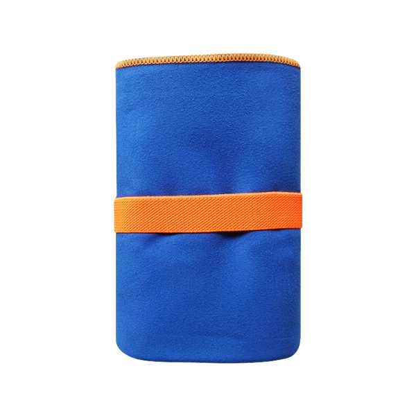藍色橘邊素色速干沙灘巾