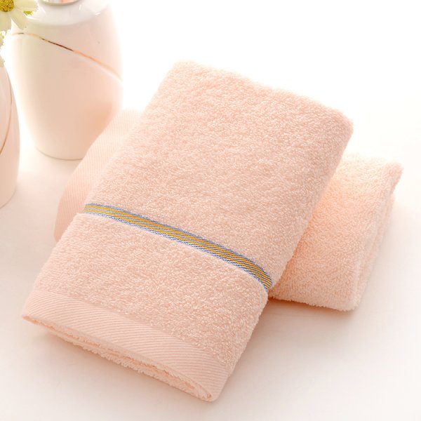 純棉彩色緞檔素色毛巾多色可選