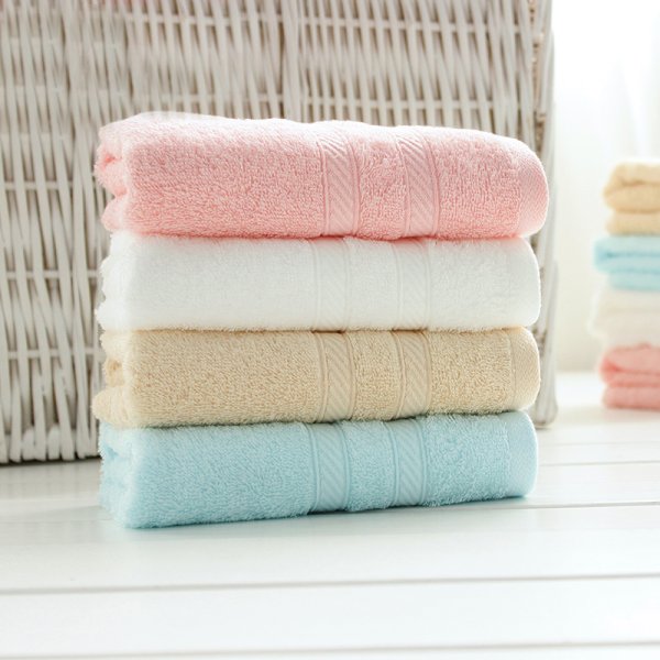 純棉雙緞檔素色毛巾多色可選