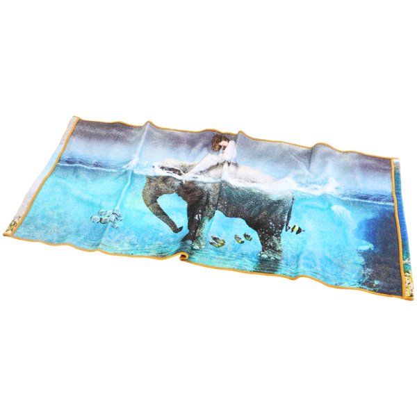 鱷魚大象純棉雙面數碼印花毛巾