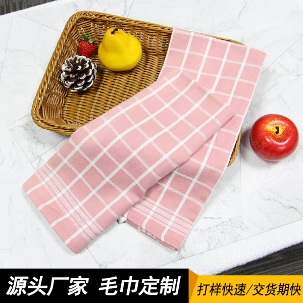 粉色白格色織茶巾日式風餐布裝飾道具