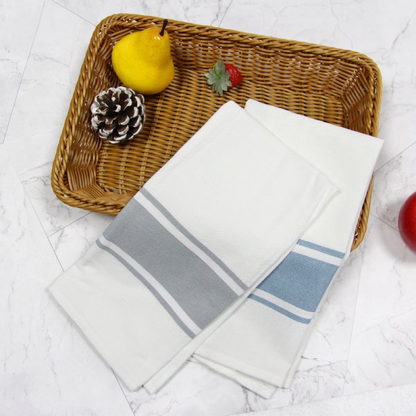 白底灰色邊紋全棉茶巾簡約風餐布裝飾道具