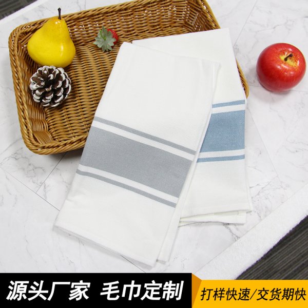 白底灰色邊紋全棉茶巾簡約風餐布裝飾道具