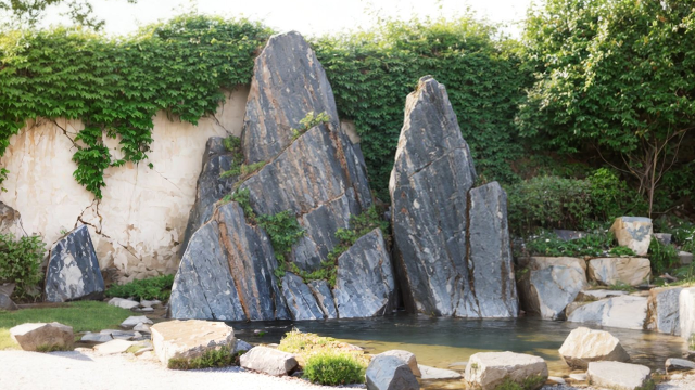 黃平挑選假山,假山