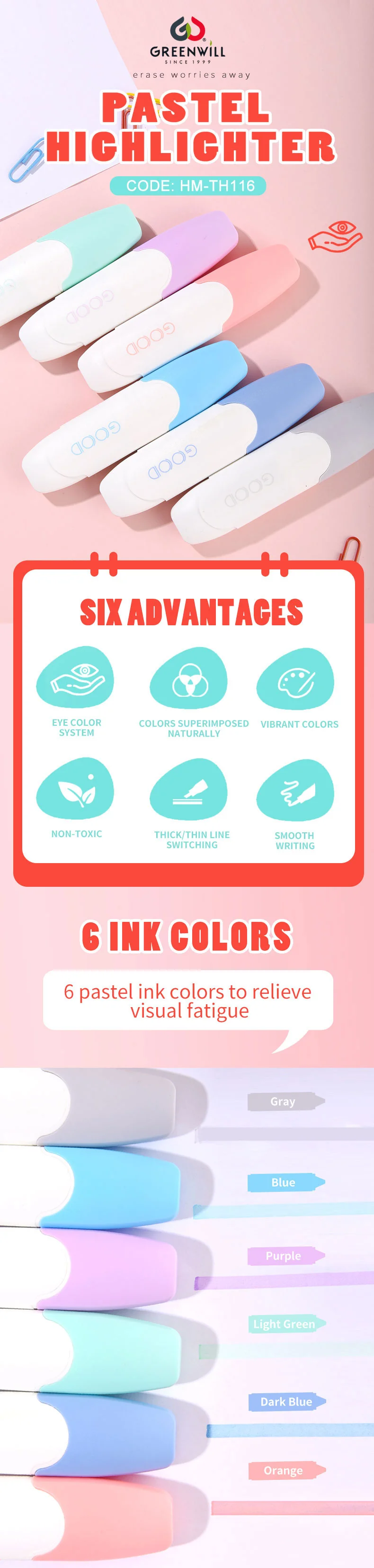 Pastel Highlighter SupplierGreenwill Stationery