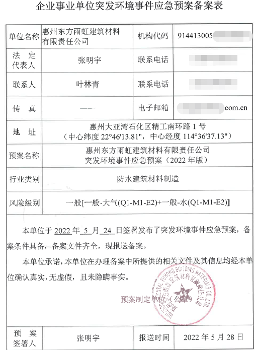 環境應急預案備案表 環境應急預案備案表