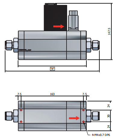 MS3500VA气体质量流量控制器尺寸图