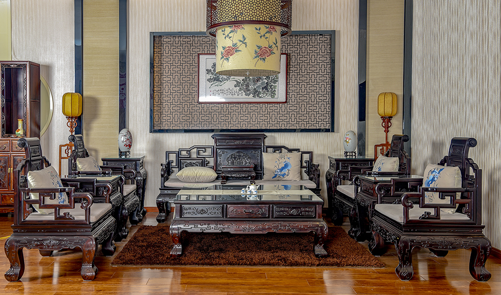 卷书沙发11件套卢氏黑黄檀