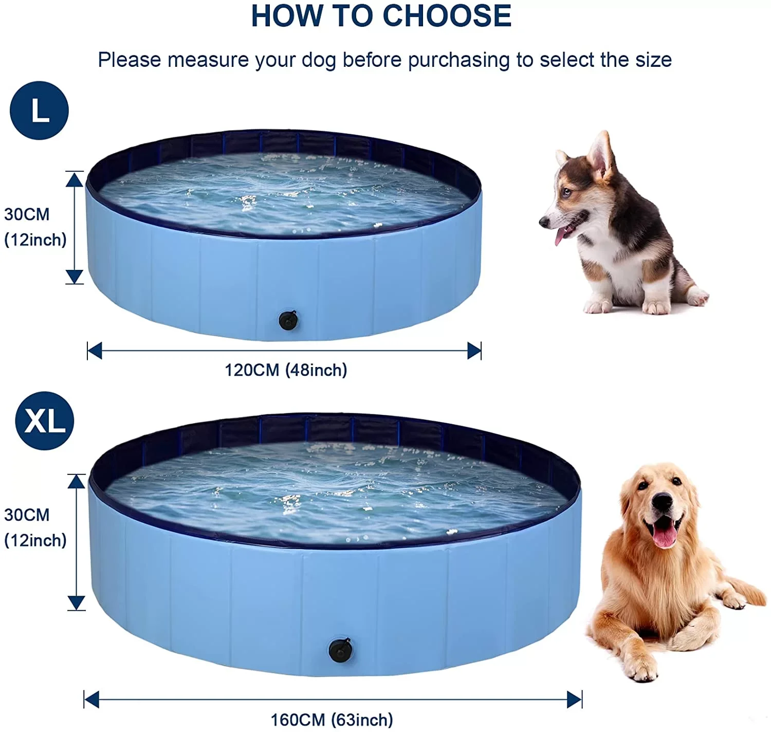 Foldable Dog Pet Bath Pool with Cover and Hose Adapter