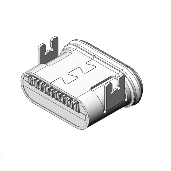 防水TYPE-C 母座 16Pin 板上SMT 有柱