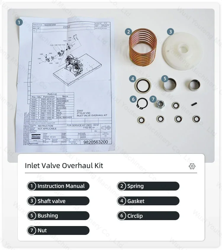 Inlet Valve Air Compressor Maintenance Kit Supplier Atlas Copco