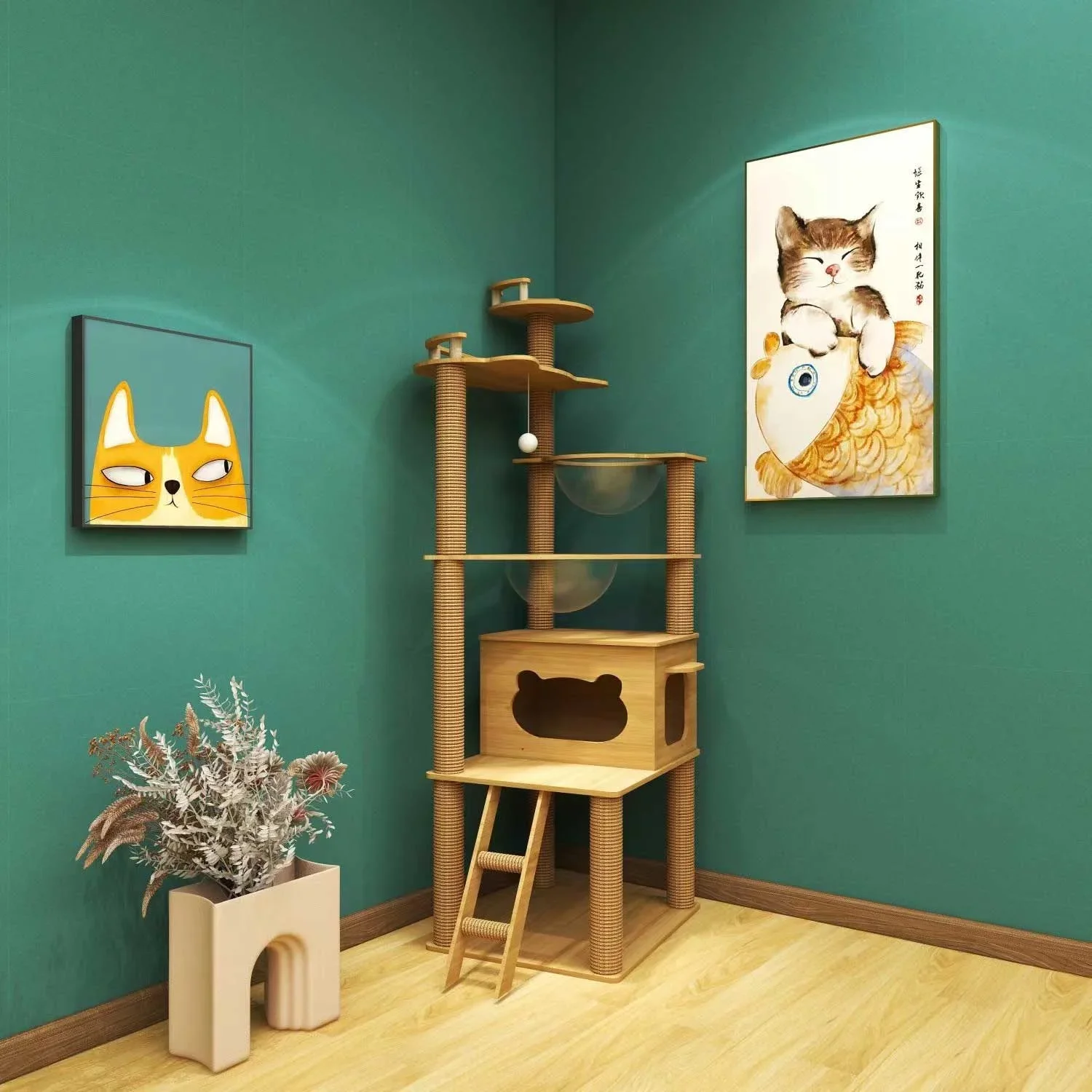 Modern Castle Pet Climbing Scratch Cat Tree