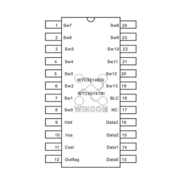 WTC9214BSI(TBI)---14鍵電容式觸摸IC