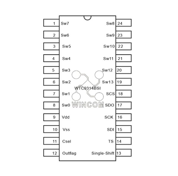 WTC9314BSI---14鍵SPI輸出電容式觸摸IC