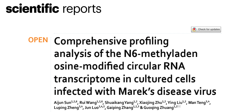 文章4.鸡马立克氏病毒中circRNA m6A修饰谱