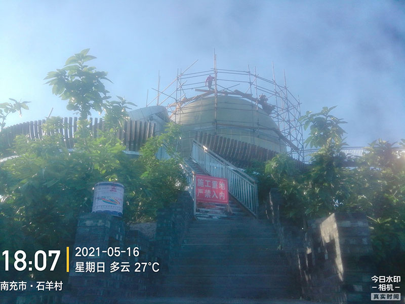 閬中橘子不銹鋼雕塑施工現場