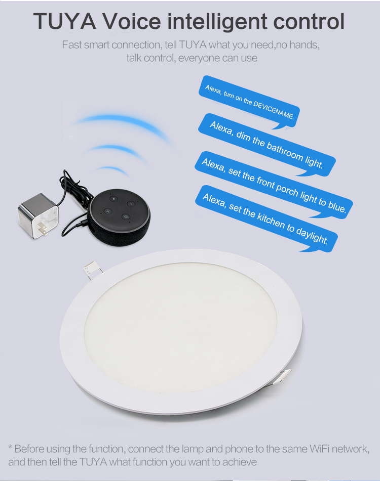 WiFi Smart Compatible With Tuya APP/Alexa/Google LED Ceiling Panel Light