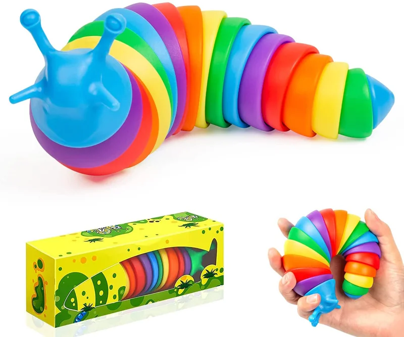Fidget slug 3D printed articulated stretch finger toy funny sensory toys for kid