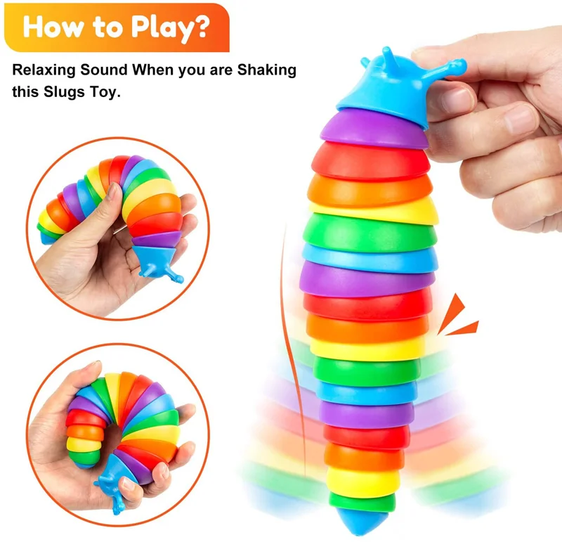 Fidget slug 3D printed articulated stretch finger toy funny sensory toys for kid