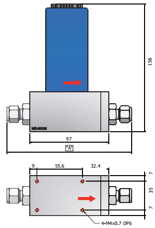MD400M数字式高精度气体质量流量计尺寸图