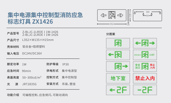 集中电源集中控制型消防应急标志灯具 ZX1426