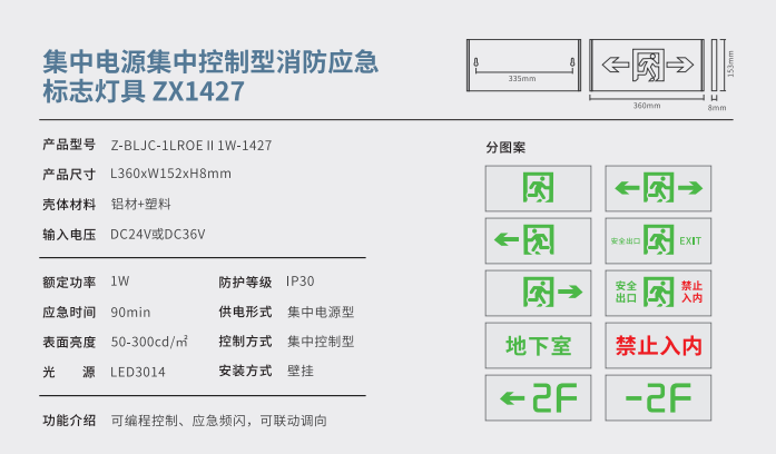 集中电源集中控制型消防应急标志灯具 ZX1427