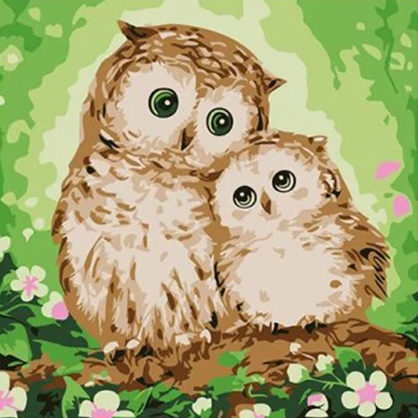 owl family canvas painting by numbers kit