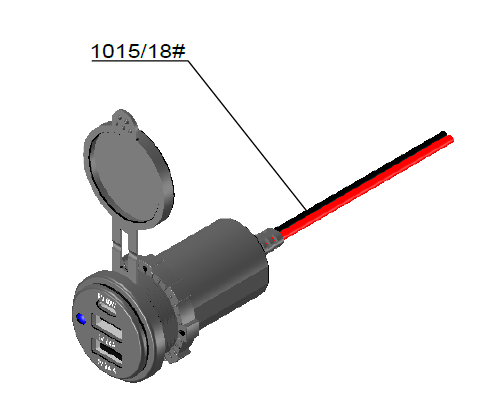 USB插座 2A+1C口，IP65 