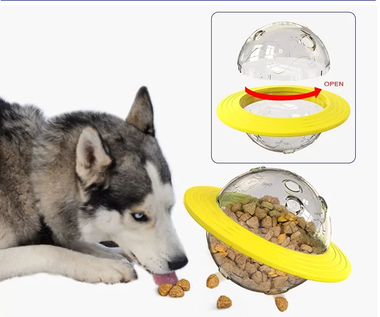 flying discs pet food dispenser