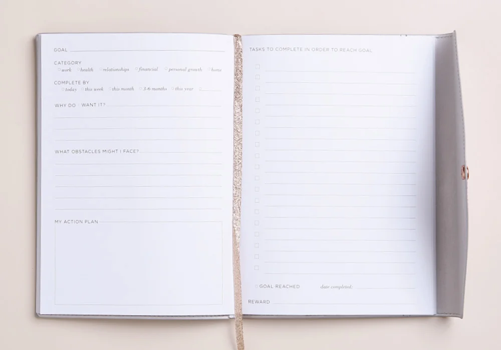 ·inside page layouts

·metallic colour ribbon bookmarks