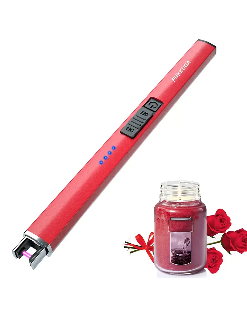 Electric candle lighter with rechargeable battery ruby red