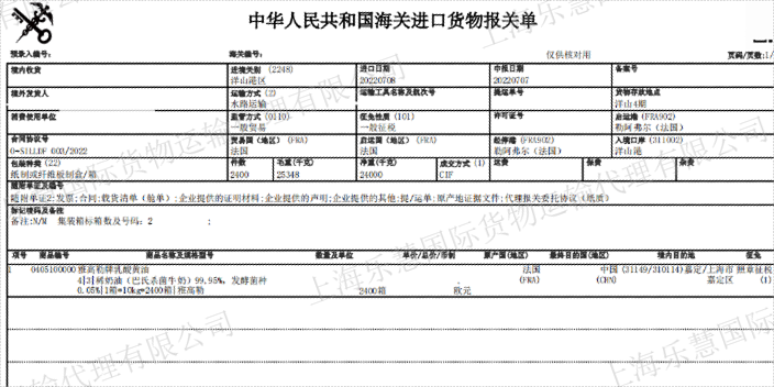 浦东新区报关报价方案 诚信经营 上海乐慧国际货物运输代理供应