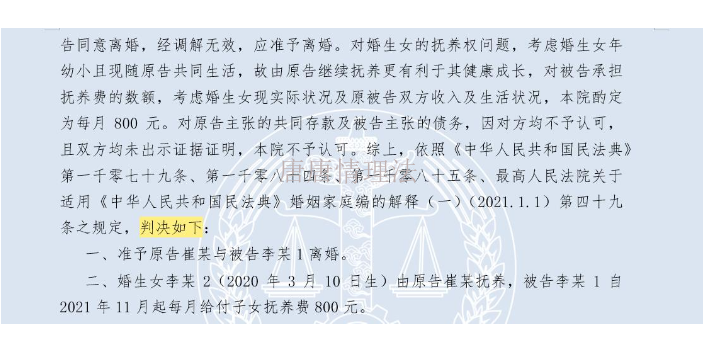 武汉婚姻法抚养权协议 唐唐情理法咨询中心供应
