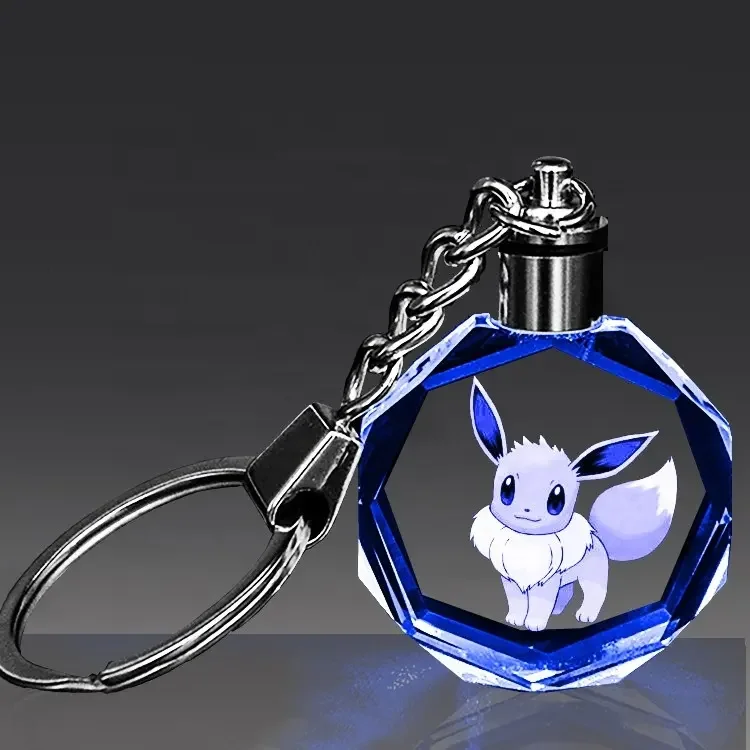 K9 Clear Crystal Images Crystal Keychain custom 3D Crystal Photo keychain with changeable LED light for Souvenir Gift