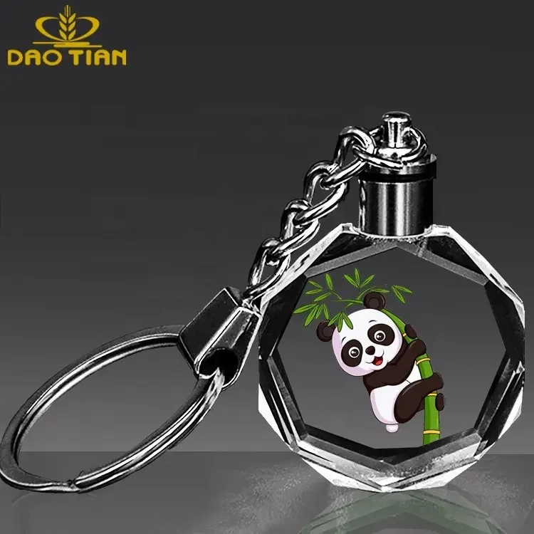 K9 Clear Crystal Images Crystal Keychain custom 3D Crystal Photo keychain with changeable LED light for Souvenir Gift