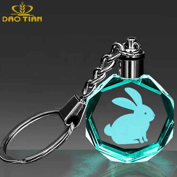 K9 Clear Crystal Images Crystal Keychain custom 3D Crystal Photo keychain with changeable LED light for Souvenir Gift