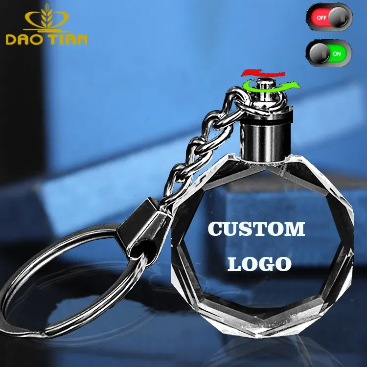 K9 Clear Crystal Images Crystal Keychain custom 3D Crystal Photo keychain with changeable LED light for Souvenir Gift
