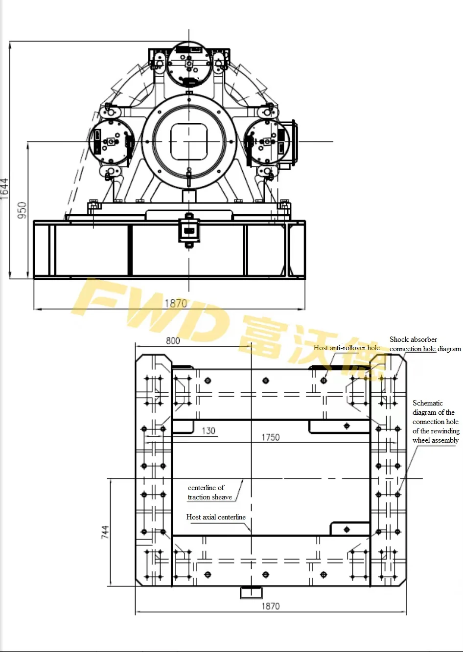 Dual Supporting Gearless Traction Machine DealerUltra HighRiseForvorda
